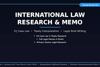 do legal research and write an international law memo or brief