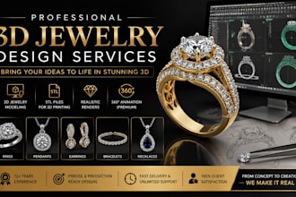 design stunning 3d cad jewelry design rings necklaces bracelets pendant design