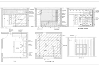architectural floor plan for construction,section plan,2d elevation cad drawing