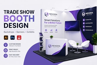 create trade show booth graphics, backdrop, booth wall, popup banner