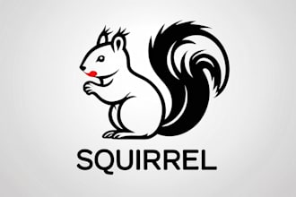 design eye catchy squirrel mascot logo in express delivery
