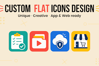 design custom flat icons for app, web, dashboard and brand