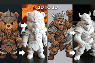 transform 2d to 3d model toy design stl for 3d printing