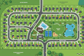 design illustrated property map, real estate map, land layout, vector site map