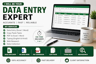 do data entry, excel data entry,copy paste and typing work