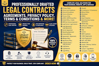 draft legal contracts, agreements, privacy policy, terms and condition