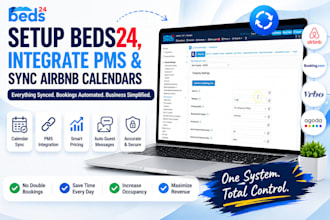 setup beds24, integrate pms and sync airbnb calendars for short term rental