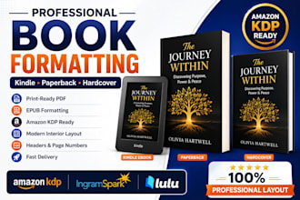 do book formatting, kindle ebook, paperback and hardcover for amazon KDP ebook