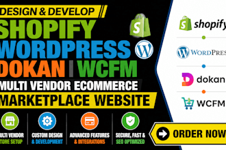 design shopify wordpress dokan wcfm multi vendor ecommerce marketplace website