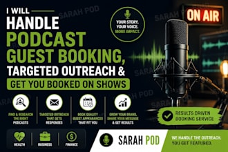 handle podcast guest booking, targeted outreach and get you booked on shows