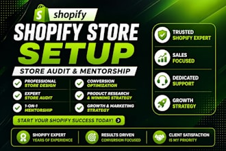 build your shopify store, audit performance and provide expert mentorship