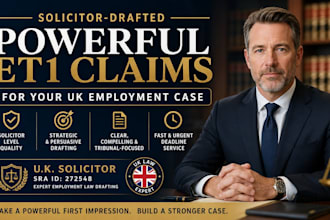 draft your solicitor level et1 for unfair dismissal or discrimination