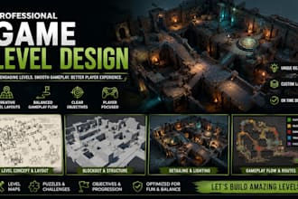 design engaging game levels, maps, and gameplay layouts for games