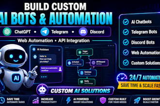 build custom ai bots, chatbots, telegram bots, discord bots and web automation