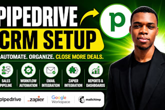 setup pipedrive CRM, sales pipeline, workflows integration