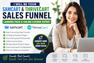 build your samcart thrivecart sales funnel, landing page, and online course