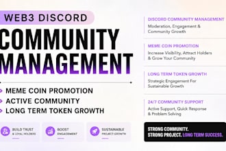 manage web3 discord community, meme coin promotion, long term token growth