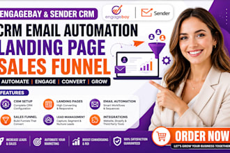 create engagebay sender CRM email autoamation landing page sales funnel