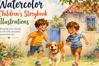 draw watercolor illustrations, children and storybook illustrations