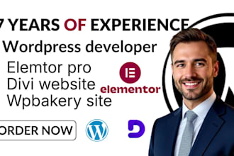 design wordpress website with divi website wpbakery or elementor pro
