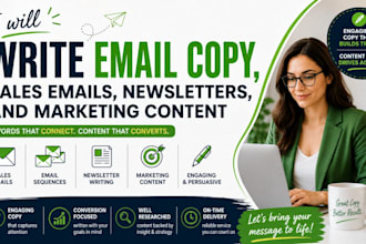 write email copy, sales emails, newsletters, and marketing content