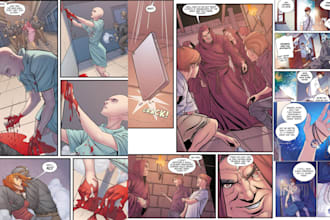draw comic book page illustration, nsfw graphic novel page, anime mangaka comic