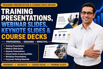 design training presentations, webinar slides, keynote slides and course decks