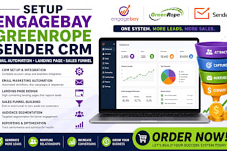 setup engagebay greenrope sender CRM email automation landing page sales funnel