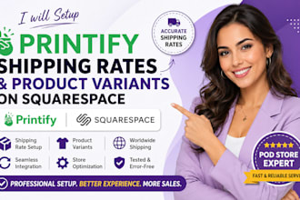 setup printify shipping rates product variants on squarespace
