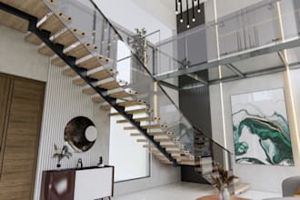 redesign staircase,3d interior rendering,lobby,living area visualization,2d plan