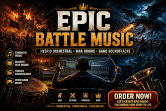produce epic hybrid orchestral battle music war drums and cinematic game tracks