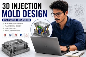 create 3d injection mold design with dfm analysis in solidworks