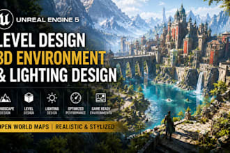 do unreal engine 5 level design, 3d environment and lighting design