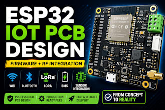 design custom esp32 iot pcb with firmware, lora and rf integration