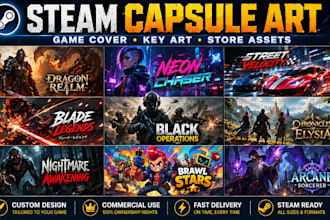 design professional steam capsule art, game cover art and key art