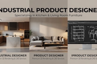 design industrial style furniture product, kitchen, living room interior