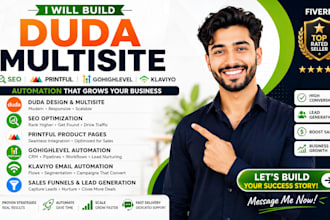 build duda multisite seo printful product page gohighlevel klaviyo automation