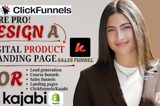 design a sales funnel landing page for digital products and online courses