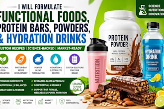develop custom functional food, protein bar, and hydration drink formulations