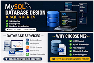 design mysql database and write sql queries