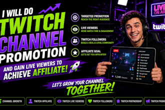 do twitch channel promotion and gain live viewers to achieve affiliate