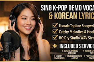 write and sing female demo vocals, edm covers, custom songs, lead adlibs