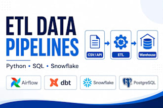 build python etl data pipelines for apis, sql and csv