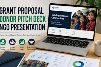 design grant proposal, ngo presentation, donor pitch deck powerpoint