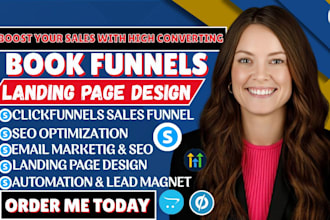 design bookfunel sales funnel or clickfunnel landing page email marketing