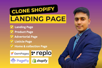 clone shopify landing page or sales funnel using replo, gempages, pagefly