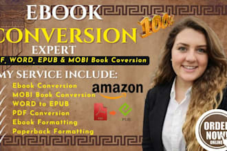 convert PDF to epub, word to epub, mobi, pdf to kindle, ebook formatting