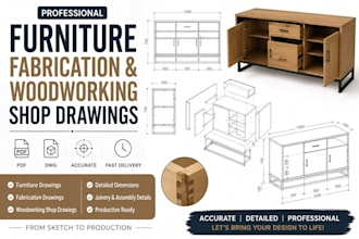 create furniture fabrication and woodworking shop drawings