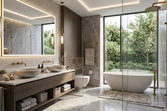 do interior design for bathroom, restroom, walk in closet with 3drendering