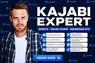 build kajabi online course, membership site kajabi sales funnel kajabi website